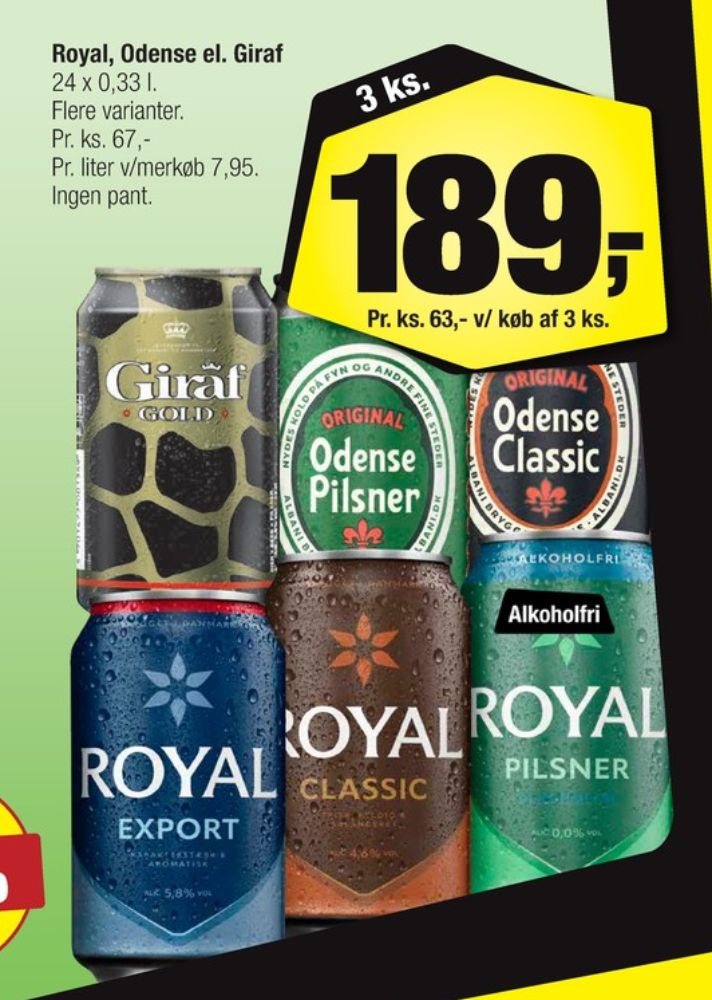 Royal 0,0 Pilsner, Øl - Alkoholfri 24 pk.