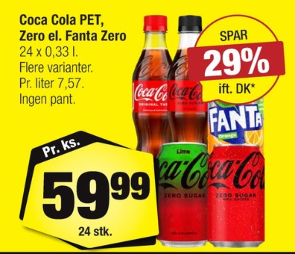 Fanta Zero, Appelsinsodavand 24 pk.