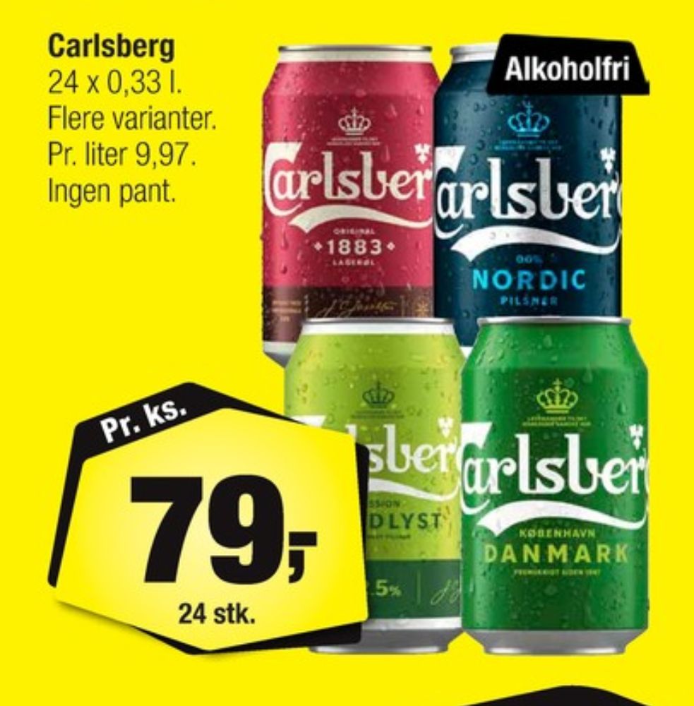 Carlsberg Nordic Pilsner, Øl - Alkoholfri 24 pk.
