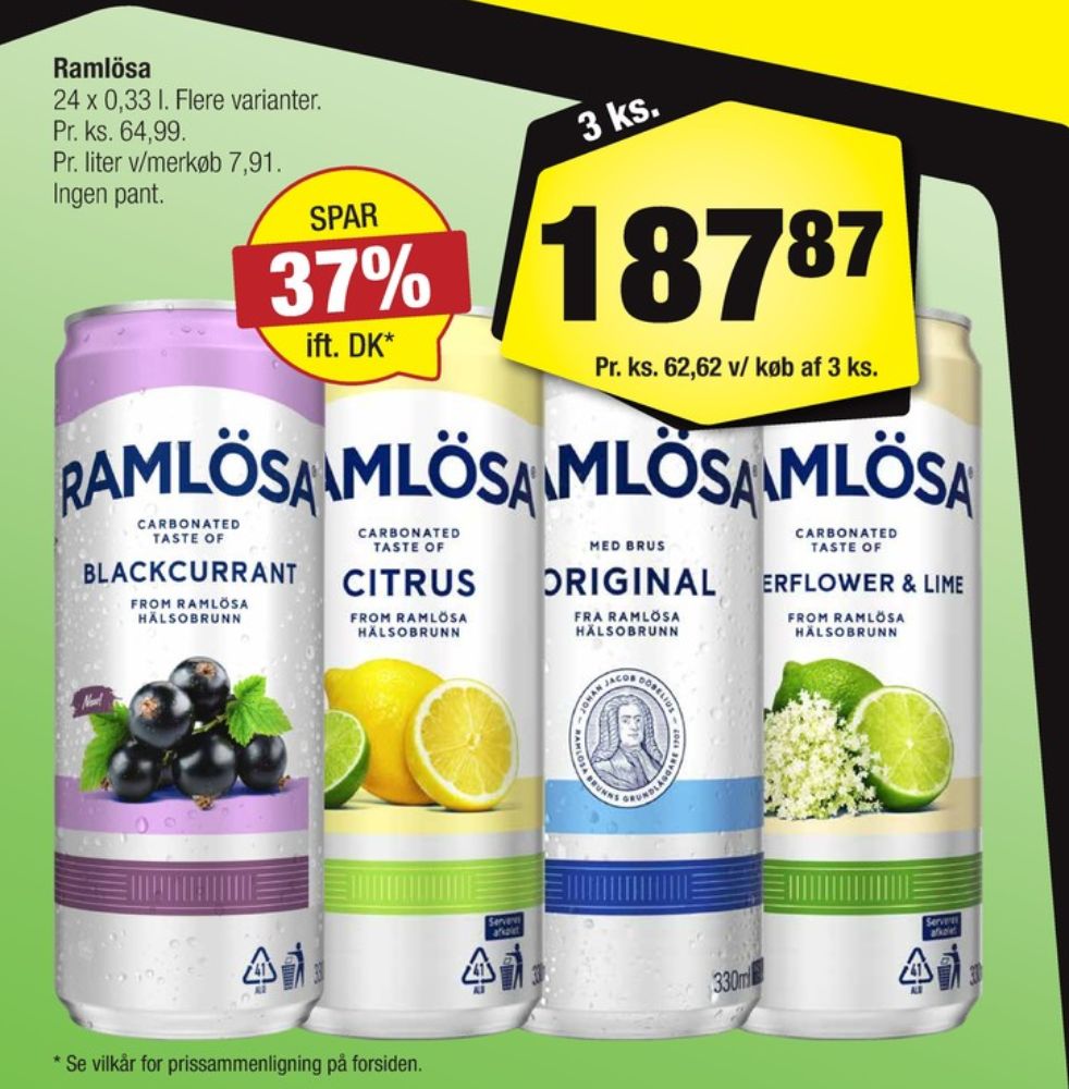Ramlösa Citrus, Mineralvand med brus 24 pk.