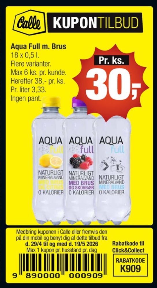 Aqua Full, Mineralvand med brus og citrus 18 pk.