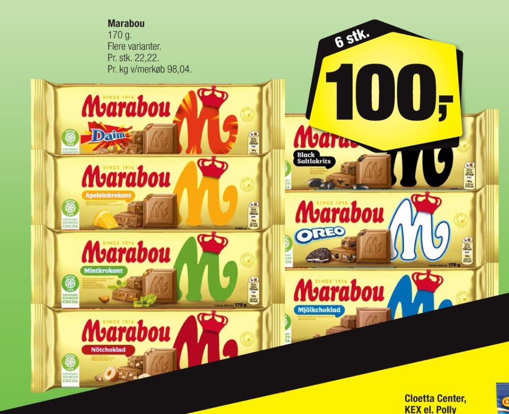 Marabou, Chokoladeplade Mint Krokant