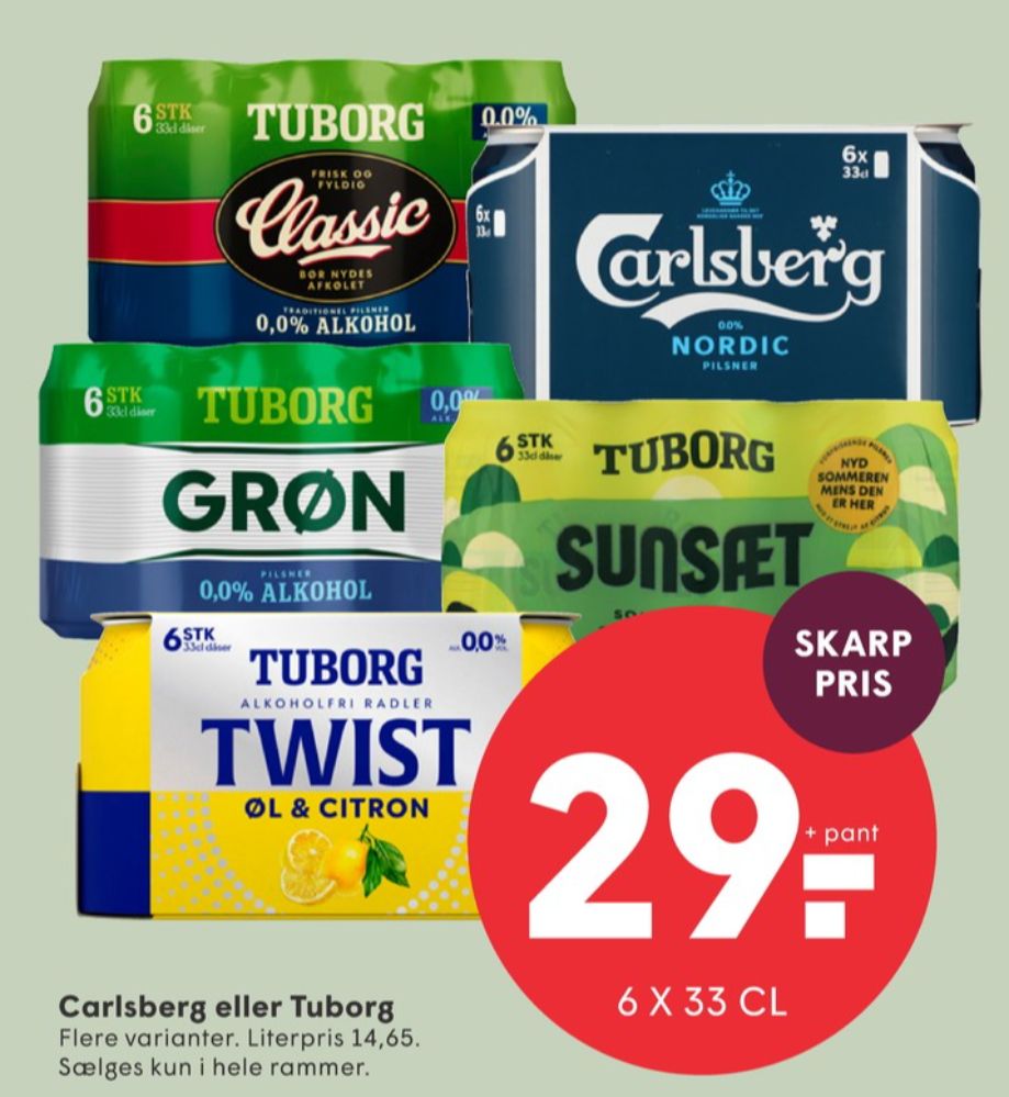 Tuborg Classic 0,0, Øl - Alkoholfri 6 pk.