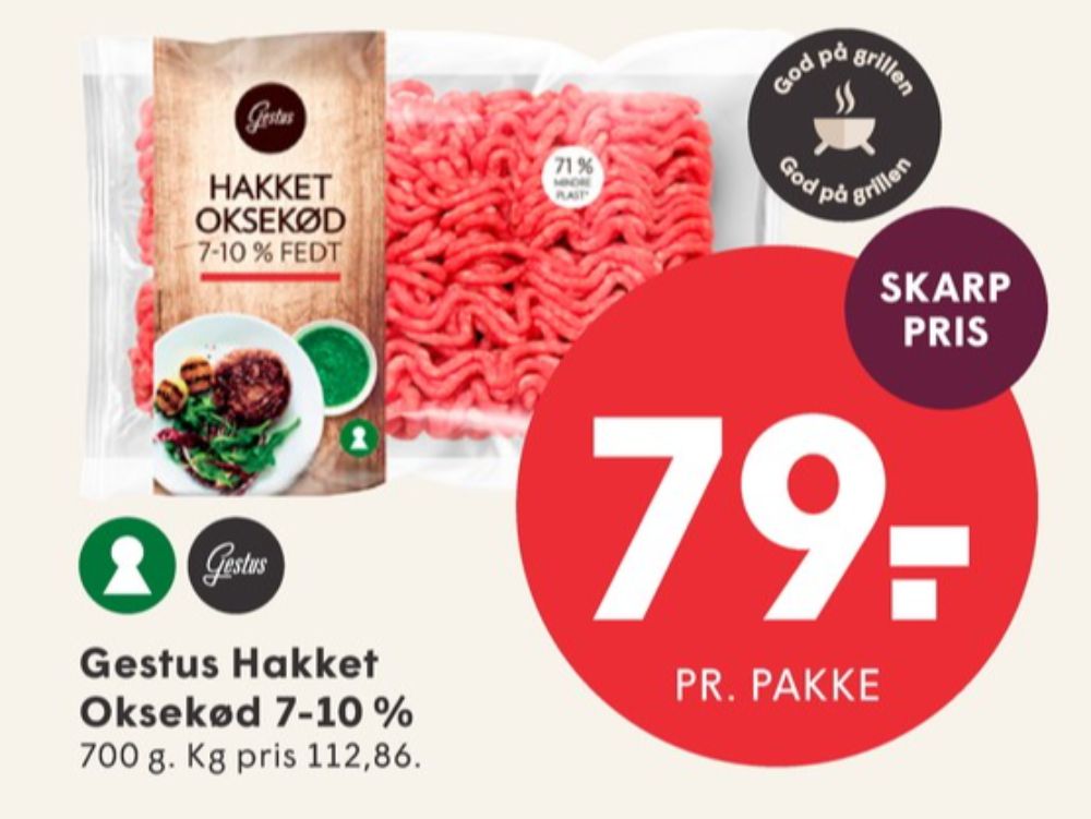 Gestus, Hakket oksekød 7-10%