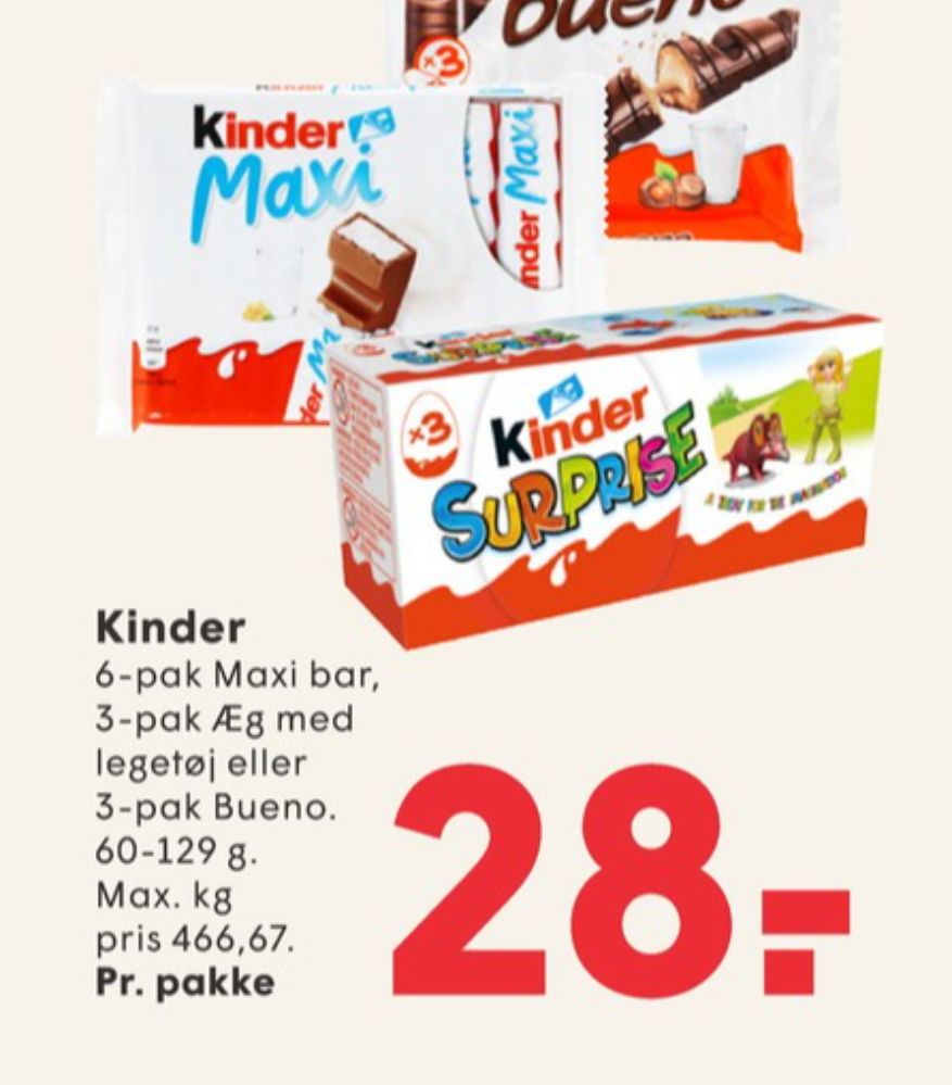 Kinder Bueno, Chokoladestænger