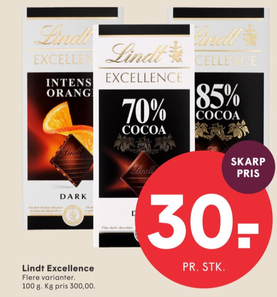 Lindt Excellence, Chokoladeplade 85% Cocoa Dark