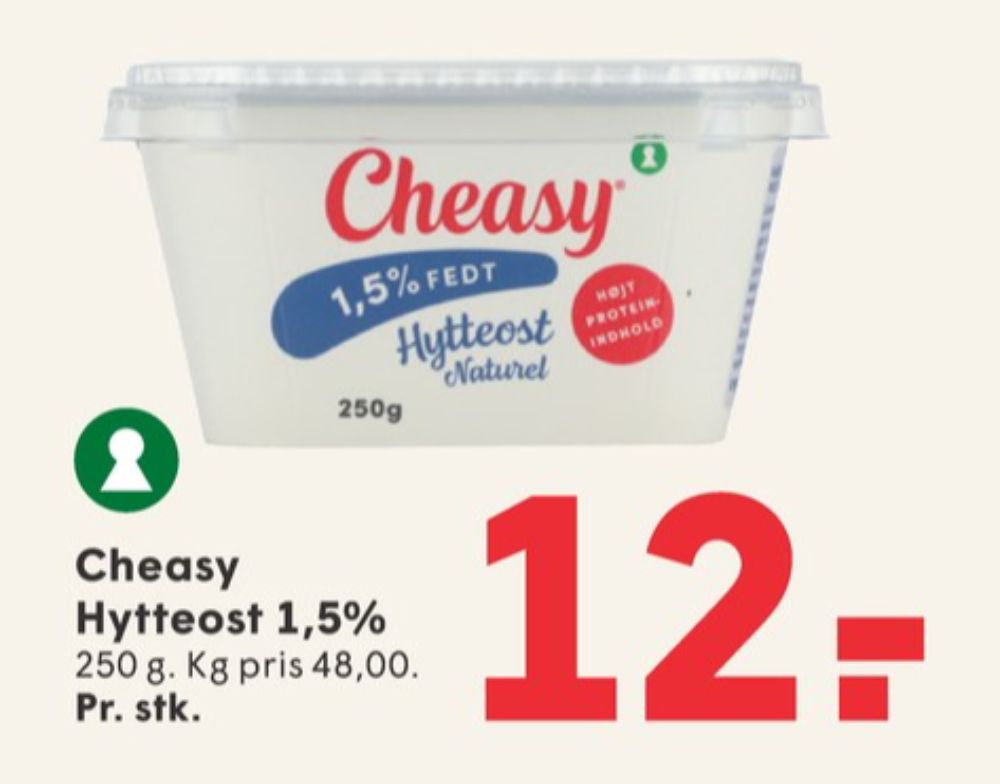 Cheasy, Hytteost naturel 1,5%