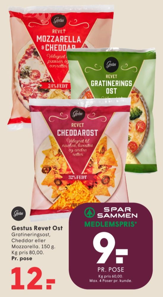 Gestus, Revet ost Mozzarella & Cheddar