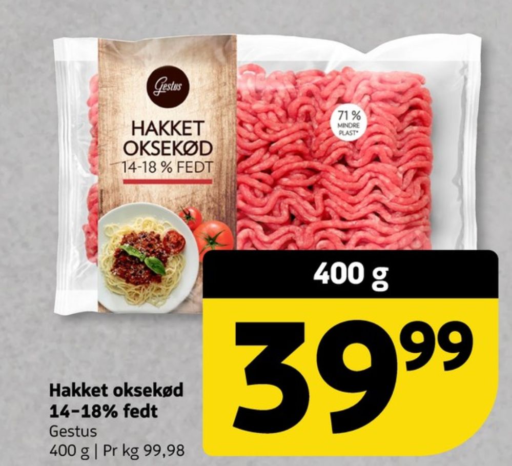Gestus, Hakket oksekød 14-18%