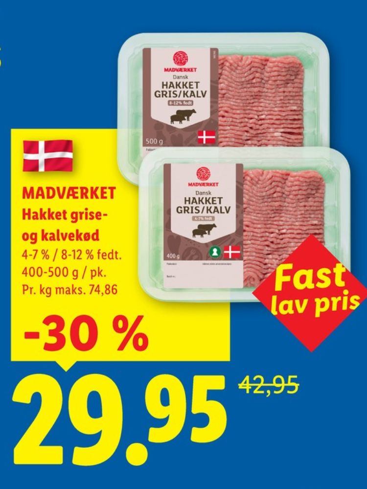 Madværket, Hakket kalv og grisekød 8-12%