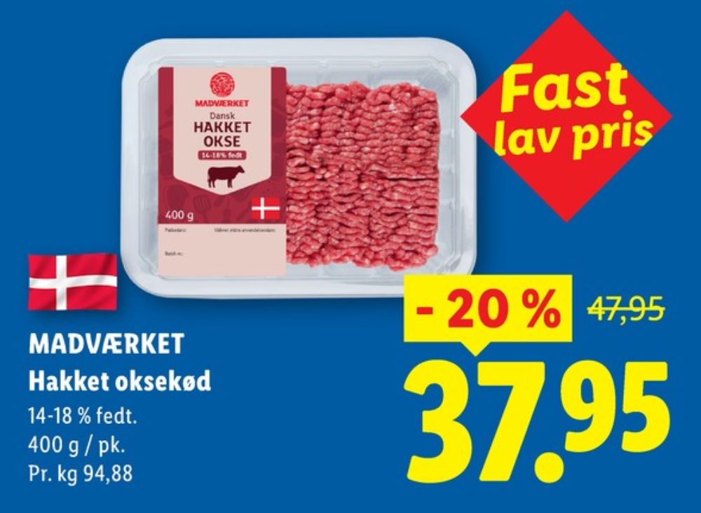 Madværket, Hakket oksekød 14-18%