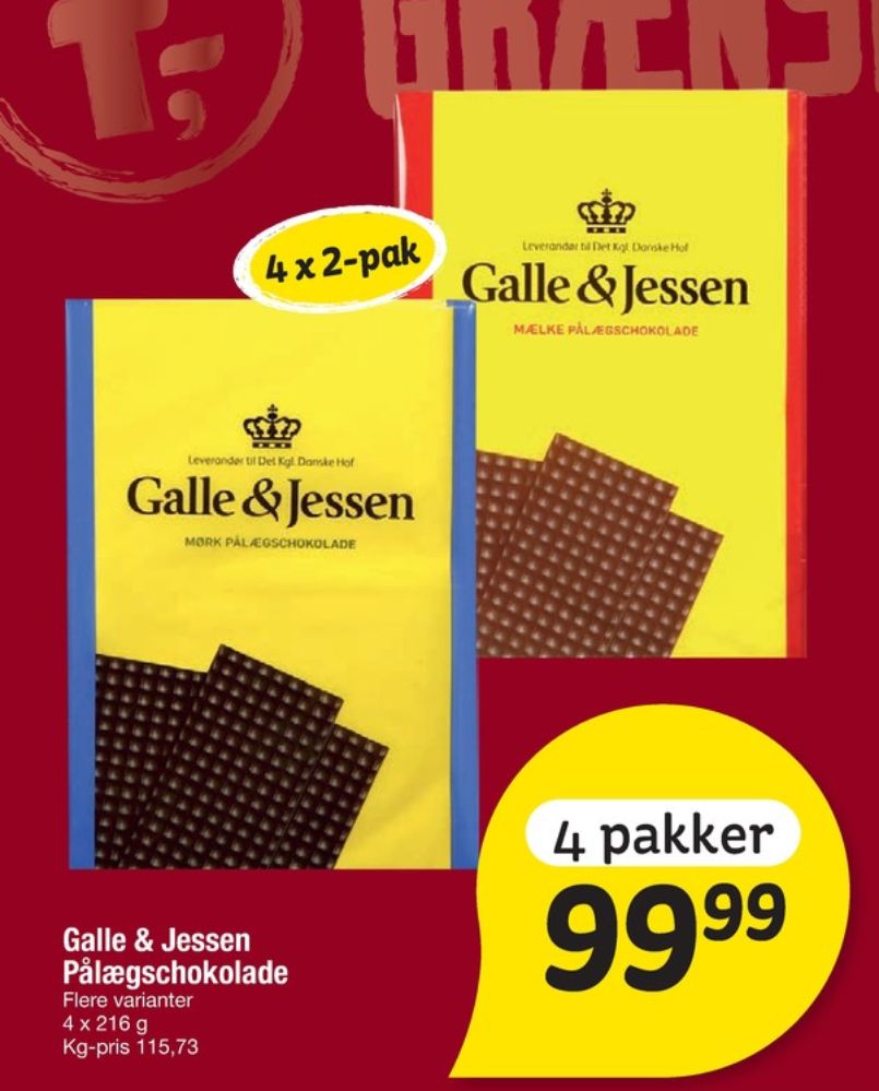 Galle & Jessen, Pålægschokolade Mælk