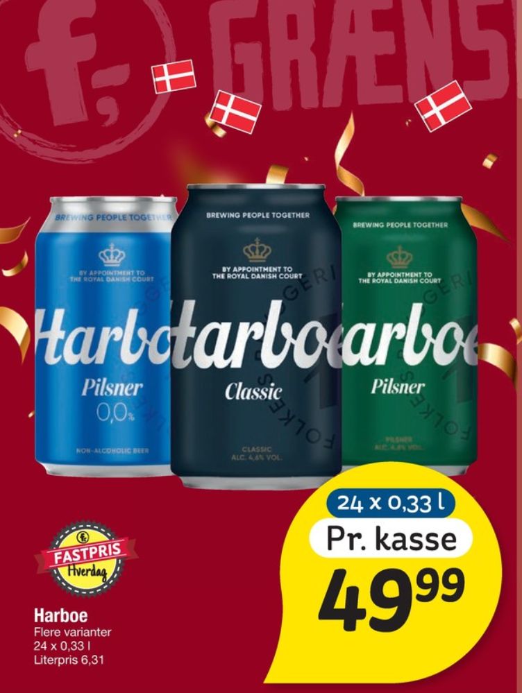 Harboe Pilsner 0,0%, Øl - Alkoholfri 24 pk.