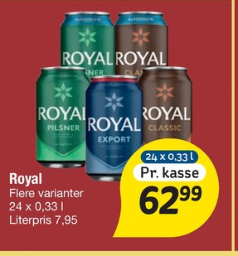 Royal 0,0 Classic, Øl - Alkoholfri 24 pk.