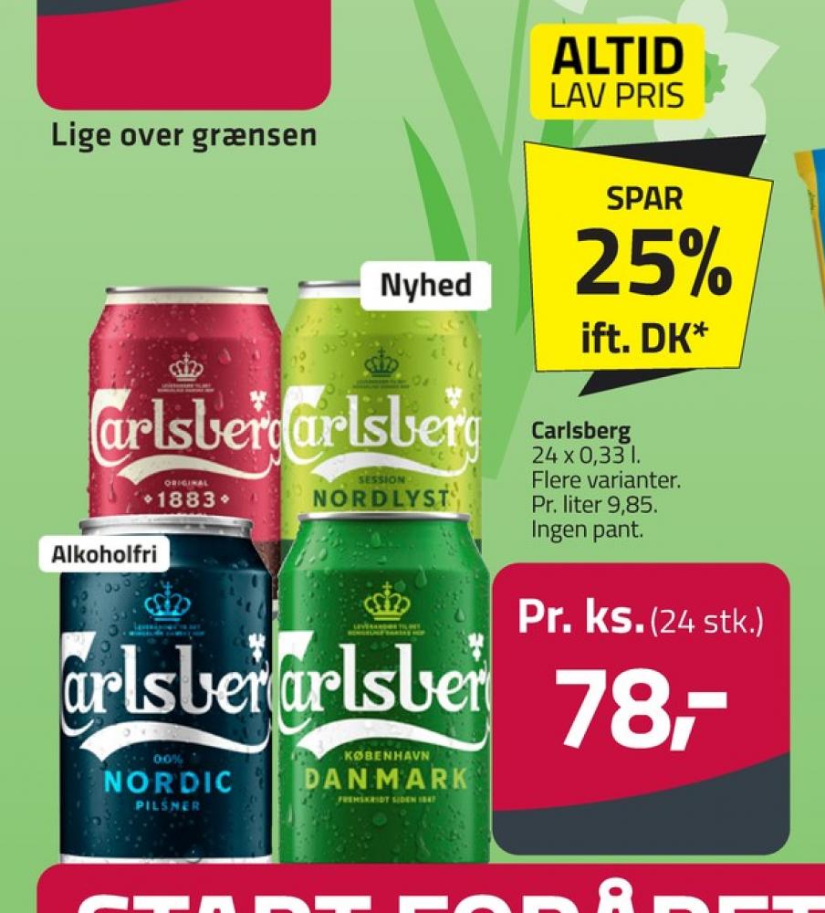 Carlsberg Nordic Pilsner, Øl - Alkoholfri 24 pk.