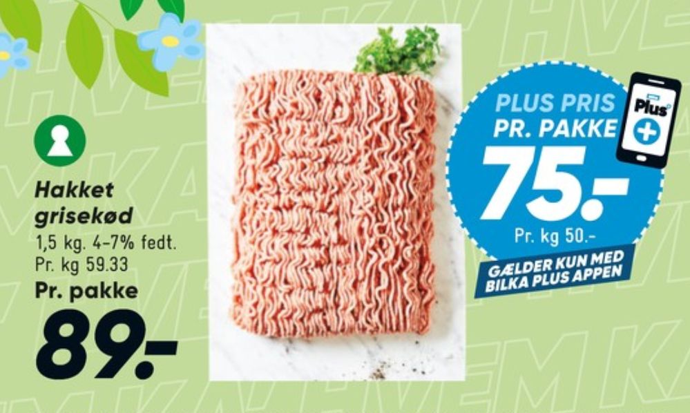 Hakket grisekød 4-7%