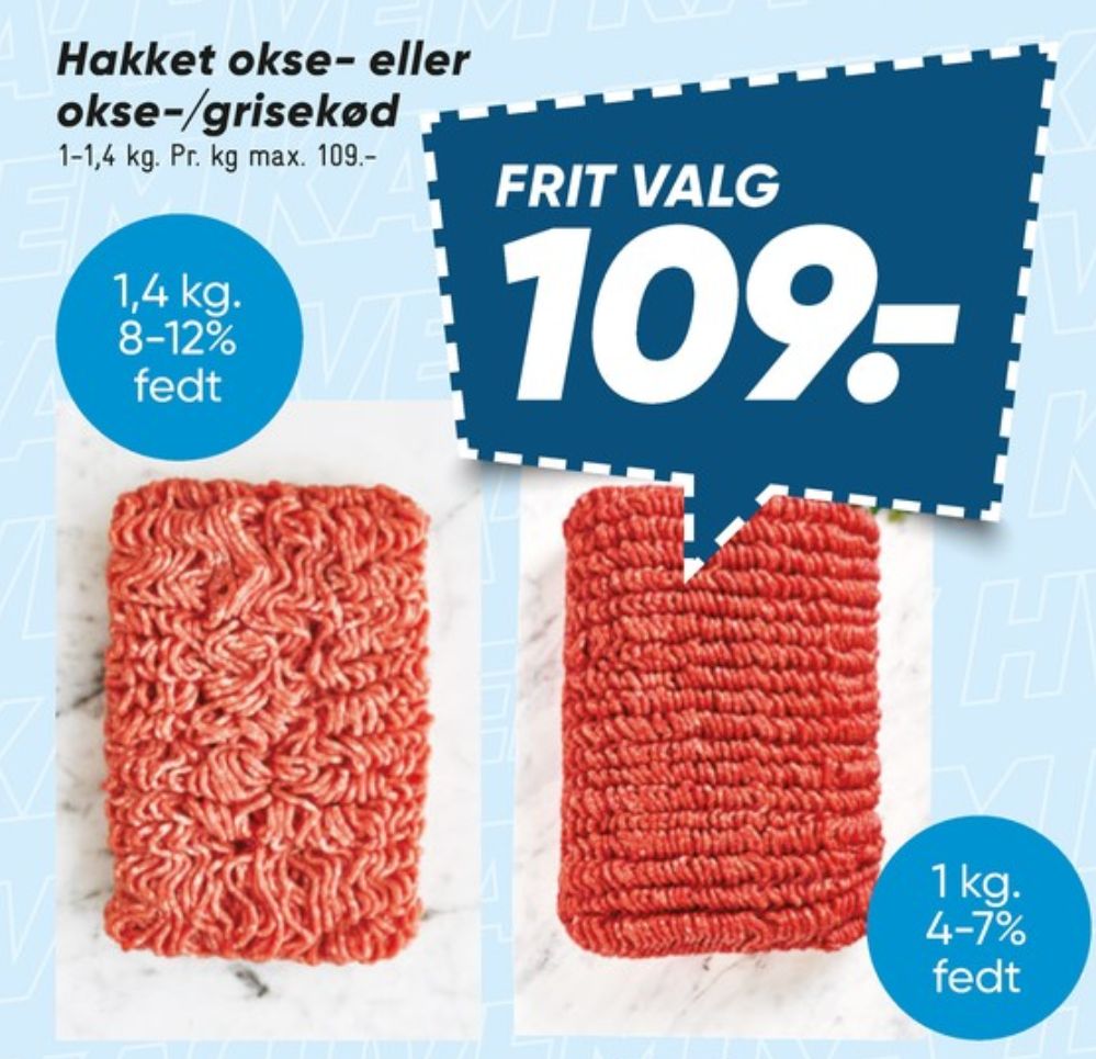Hakket kalv og grisekød 8-12%