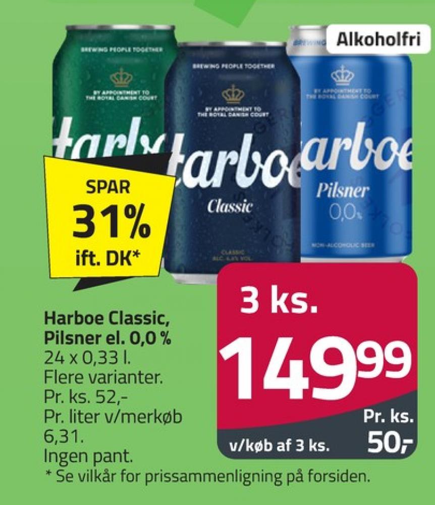 Harboe Pilsner 0,0%, Øl - Alkoholfri 24 pk.