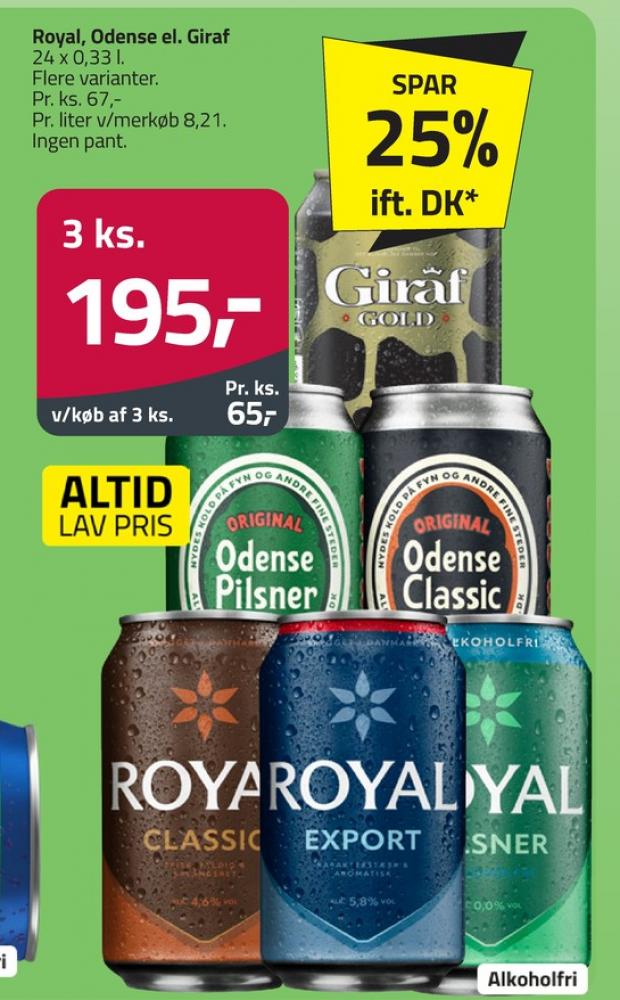 Royal 0,0 Pilsner, Øl - Alkoholfri 24 pk.