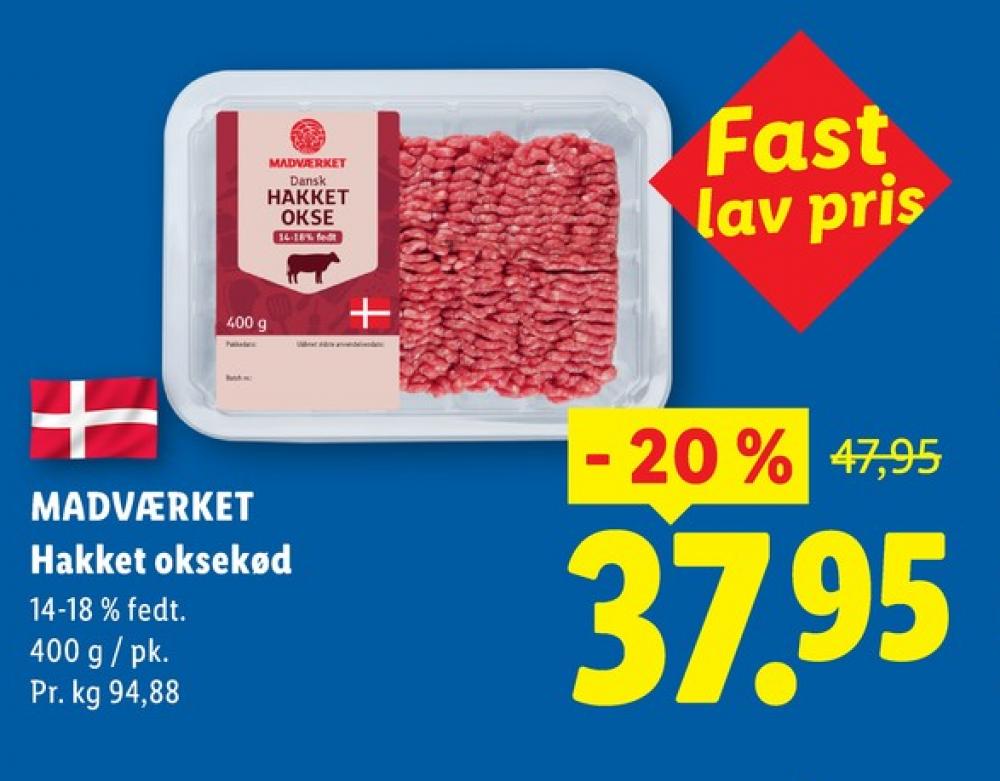 Madværket, Hakket oksekød 14-18%