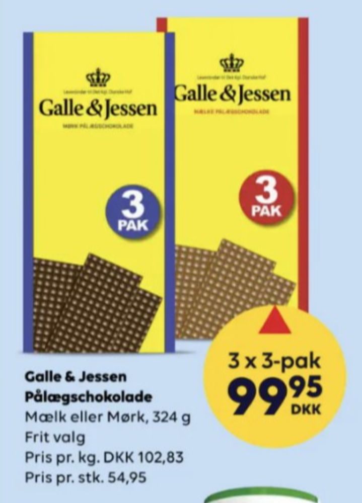 Galle & Jessen, Pålægschokolade Mælk