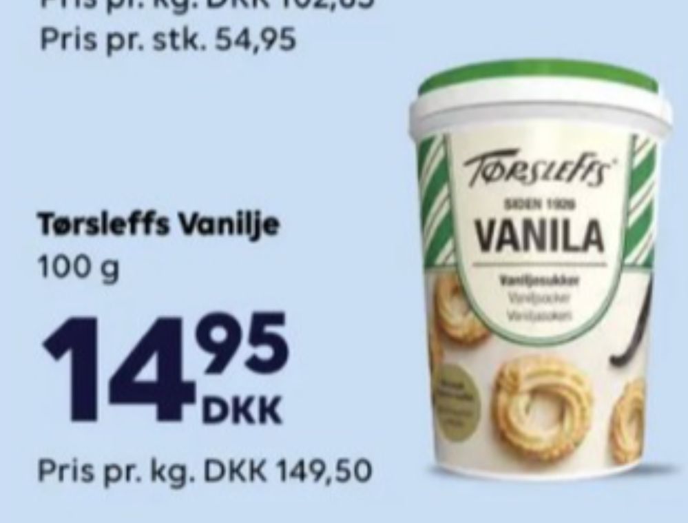 Tørsleff, Vaniljesukker