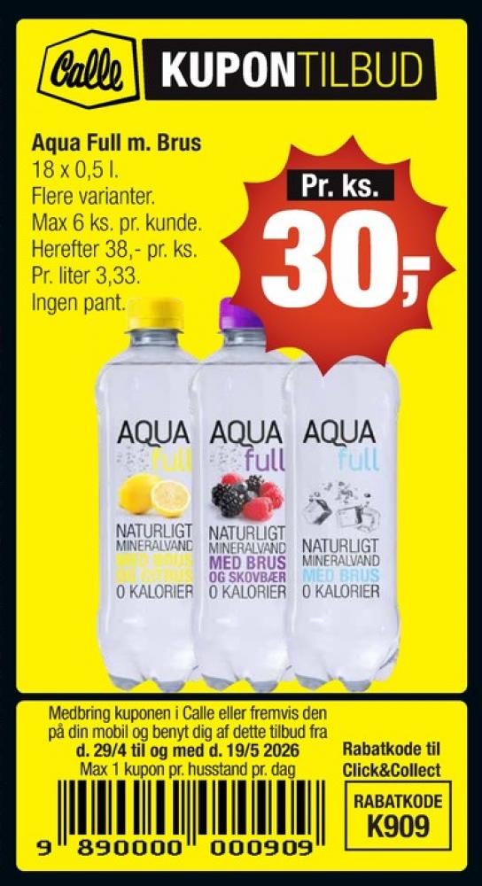 Aqua Full, Mineralvand med brus og citrus 18 pk.