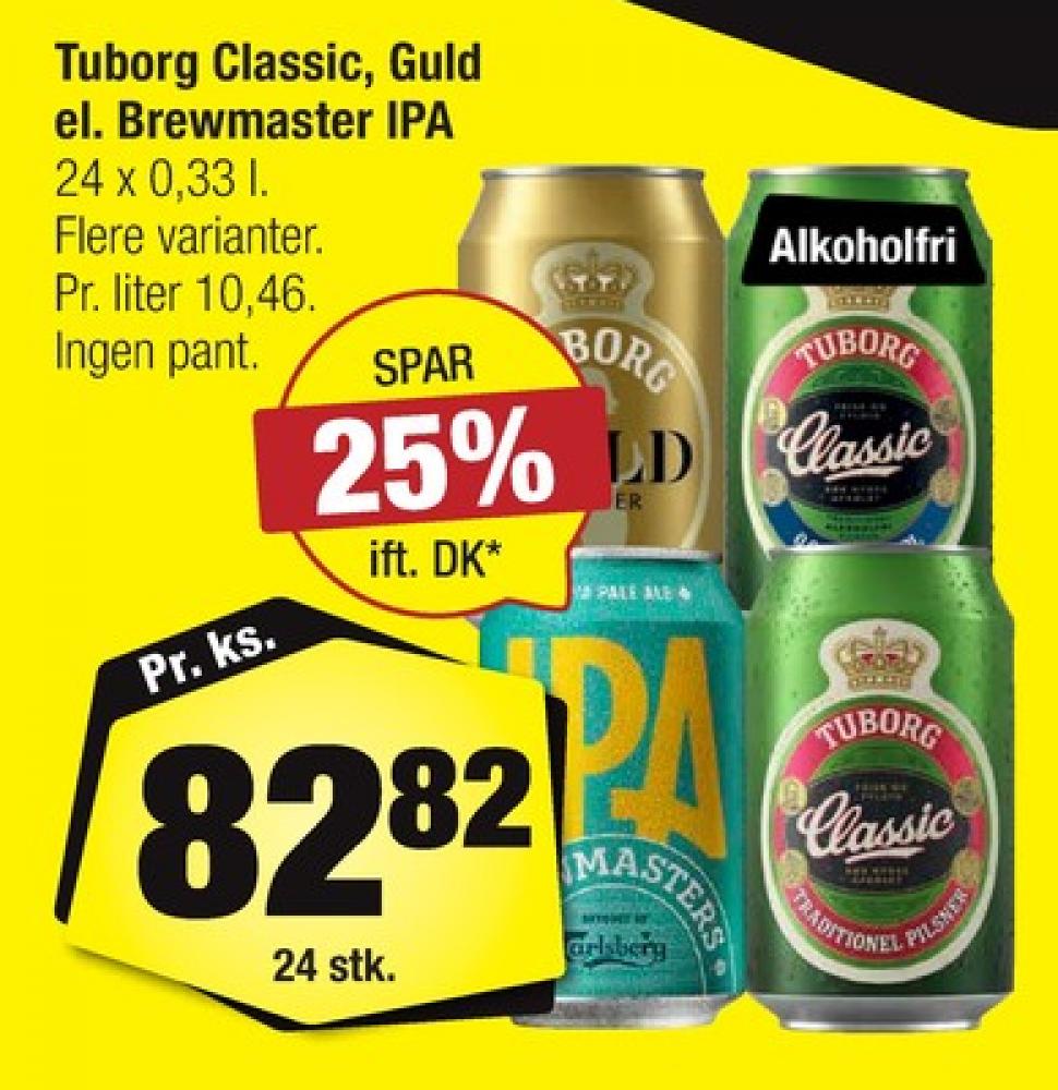 Tuborg Classic 0,0, Øl - Alkoholfri 24 pk.