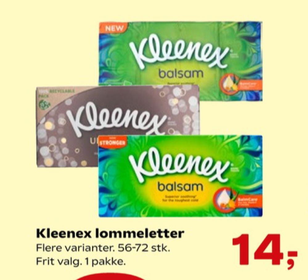 Kleenex, Lommetørklæder
