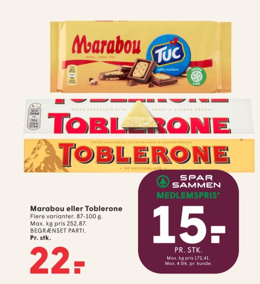 Toblerone, Chokolade