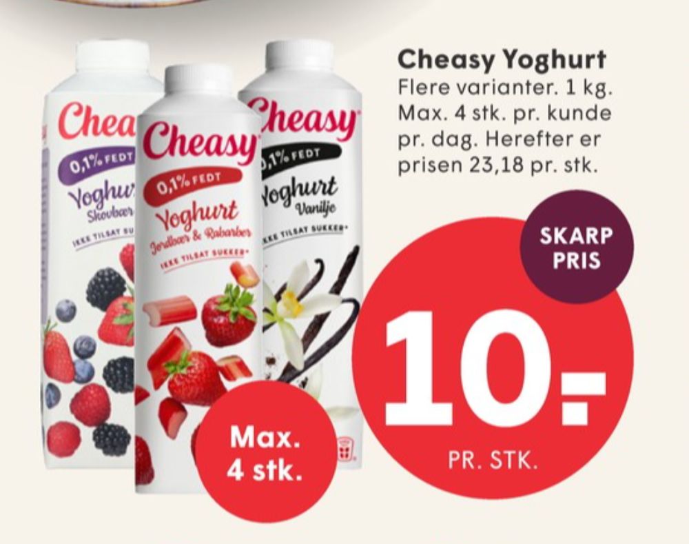 Cheasy, Jordbær & Rababer Yoghurt 