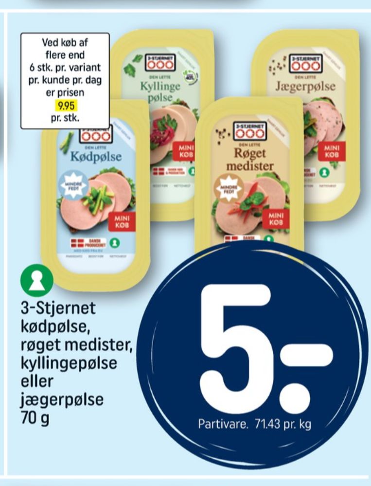 3-stjernet Gul bordpak, Kyllingepølse - Den Lette