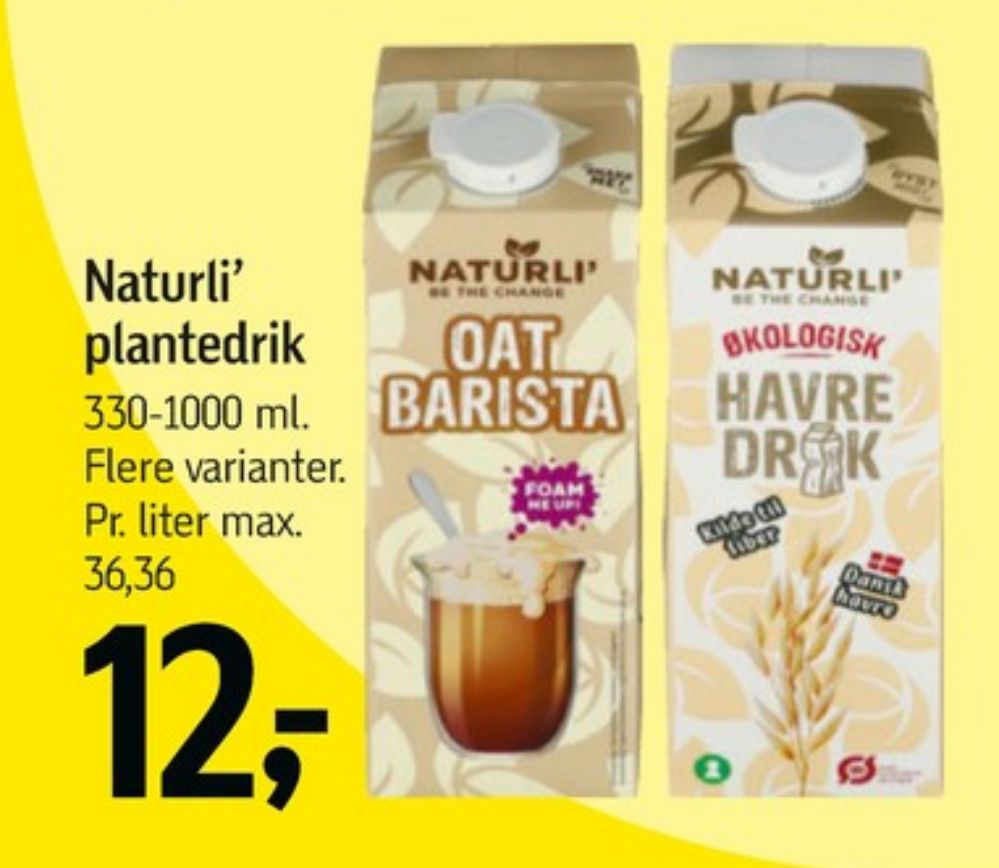 Naturli' Oat Barista, Havredrik