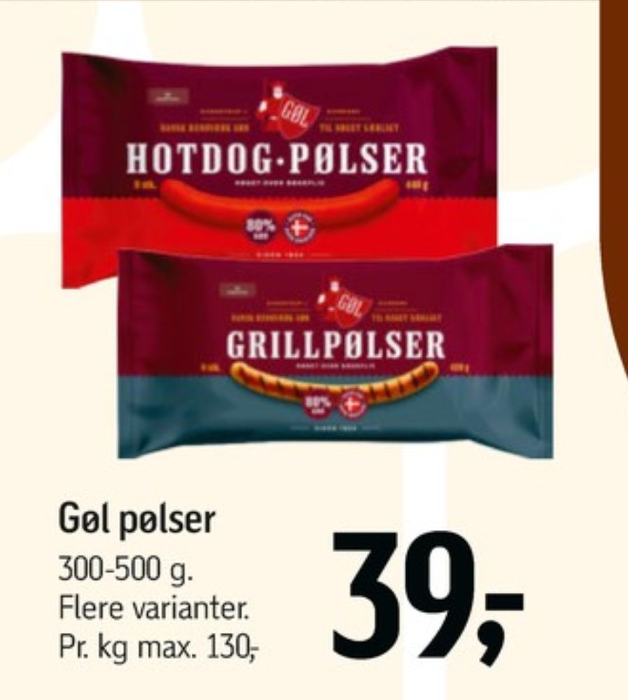 Gøl, Hotdogpølser