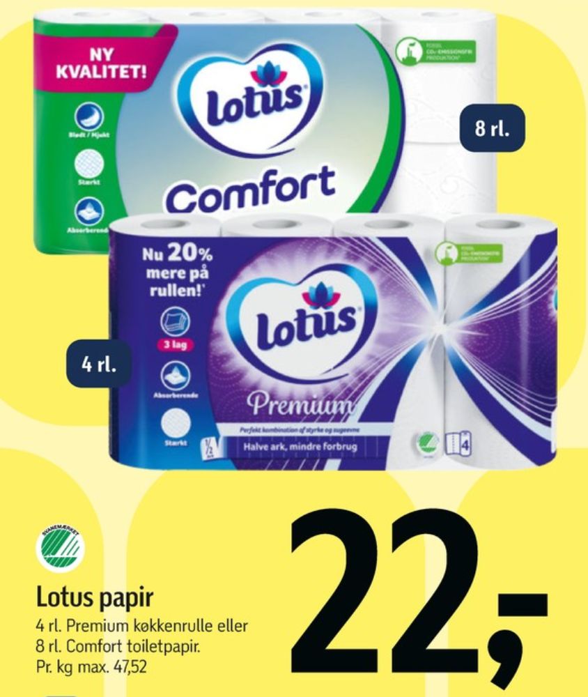 Lotus Comfort, Toiletpapir
