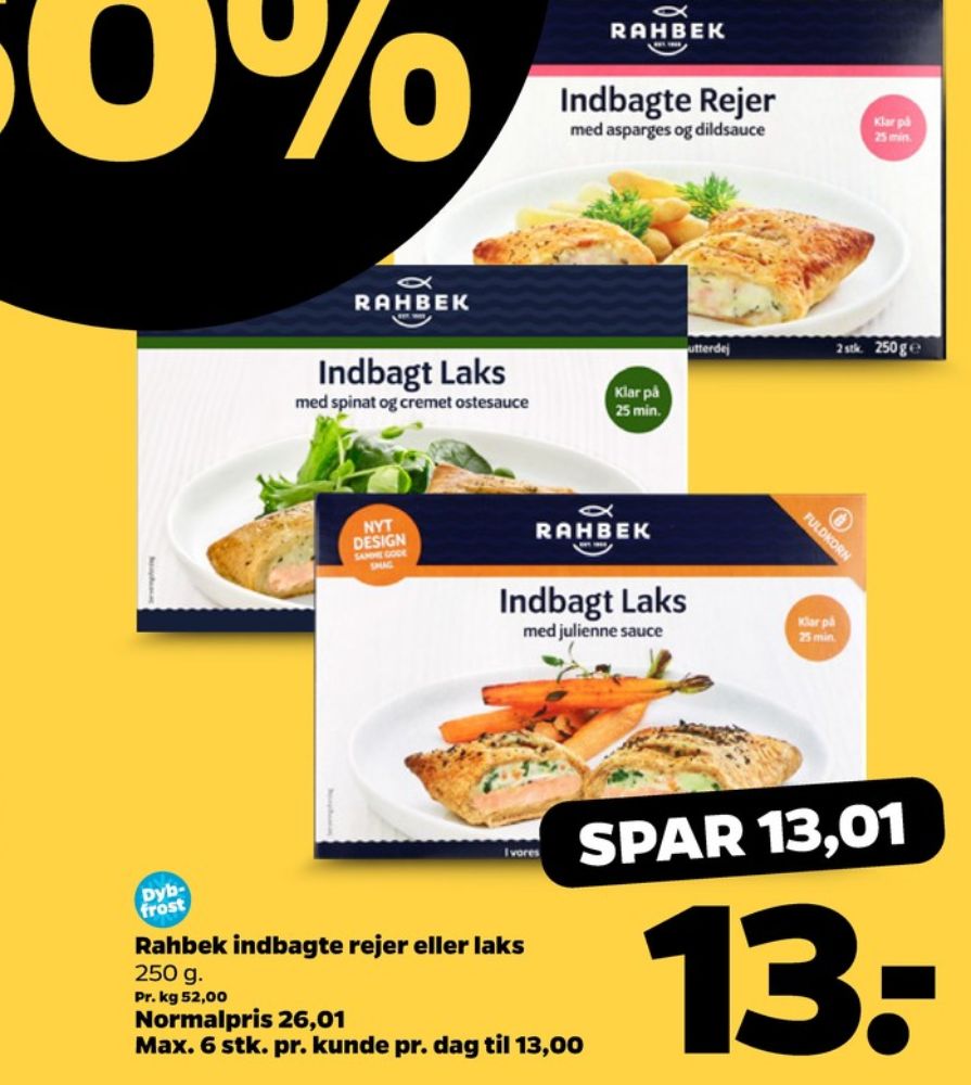 Rahbek, Indbagt Laks med Spinat og Ostesauce