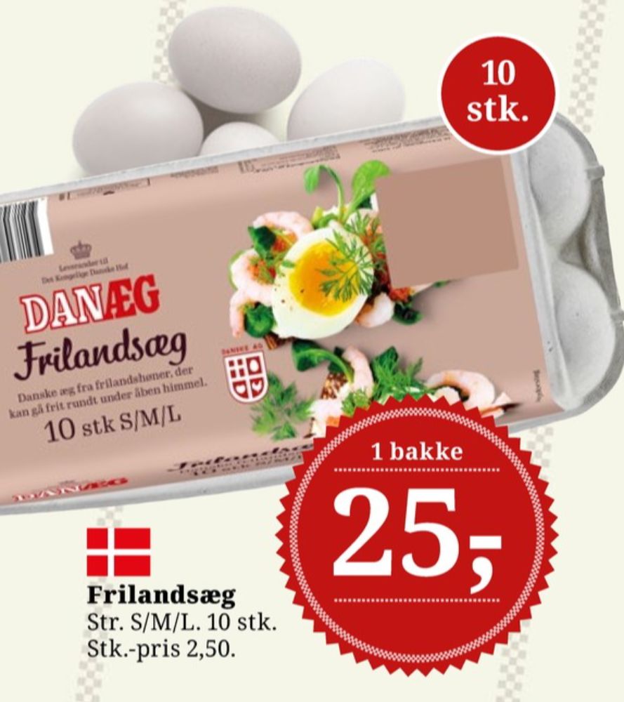 Danæg, Frilandsæg S/M/L