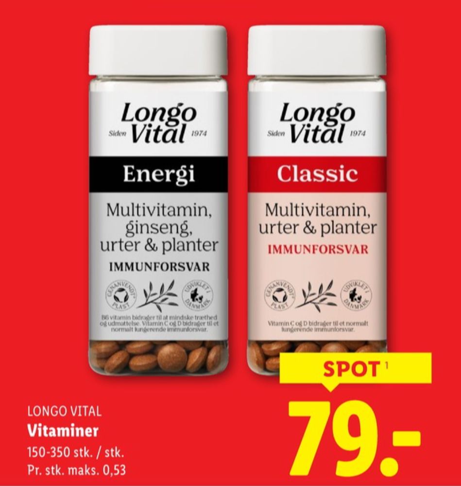 Longo Vital, Vitaminer