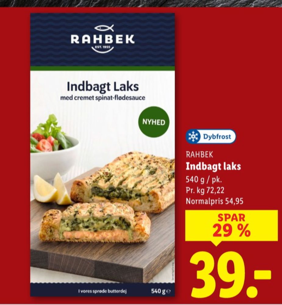 Rahbek, Indbagt Laks med cremet spinat-flødesauce