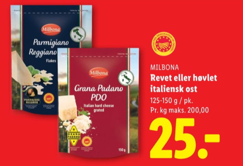 Milbona, Revet ost Grana Padano