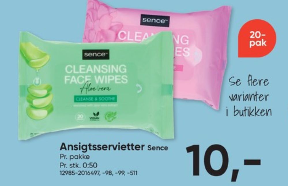 Sence beauty, Renseservietter