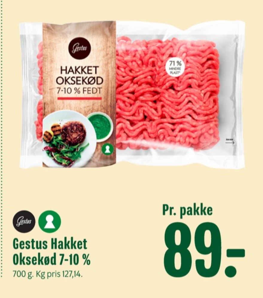 Gestus, Hakket oksekød 7-10%