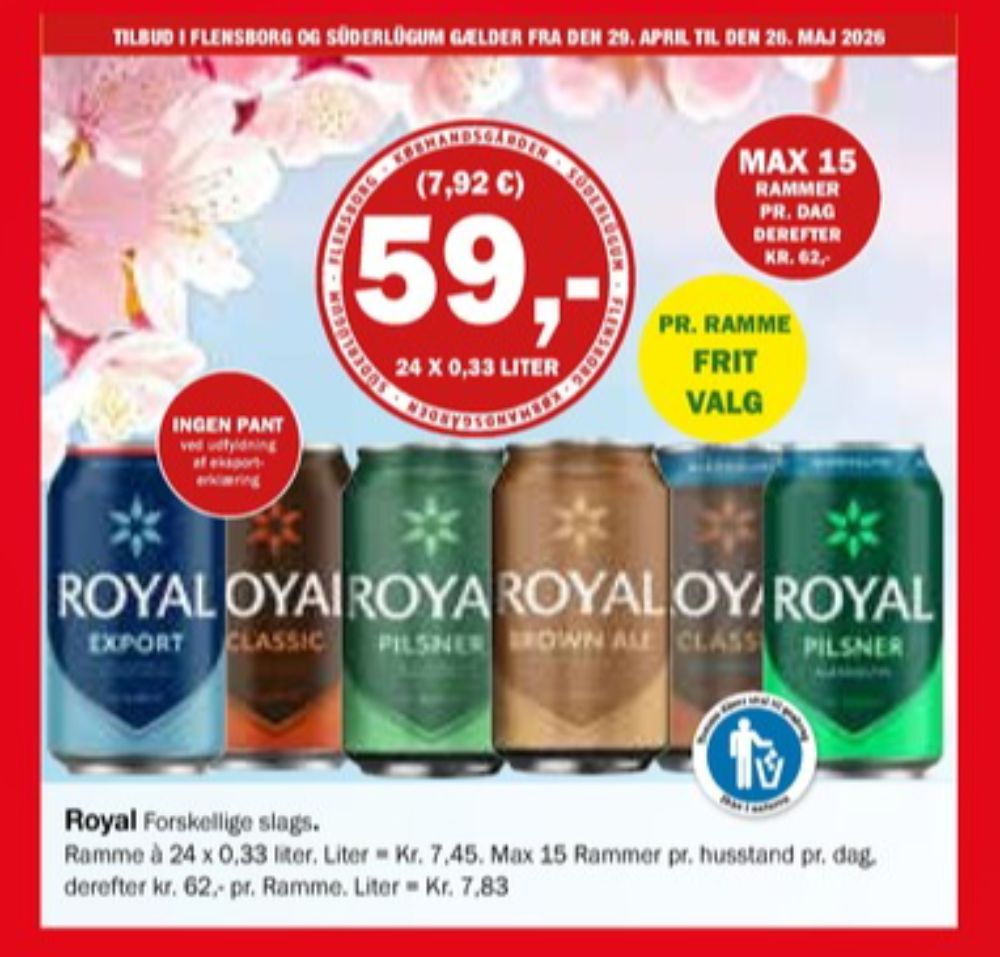 Royal 0,0 Pilsner, Øl - Alkoholfri 24 pk.