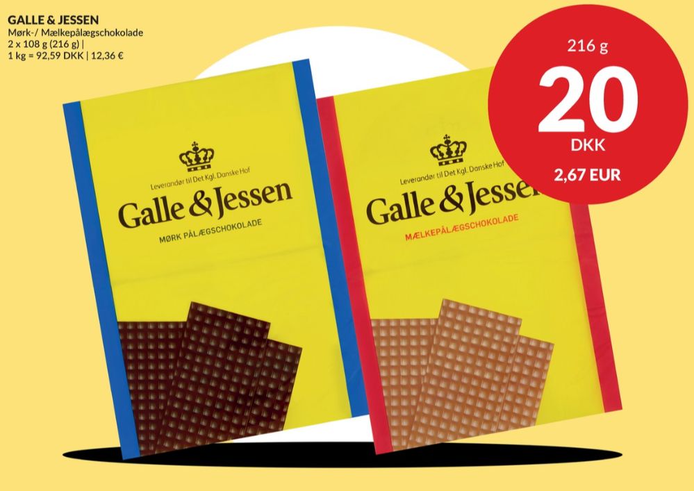 Galle & Jessen, Pålægschokolade Mælk