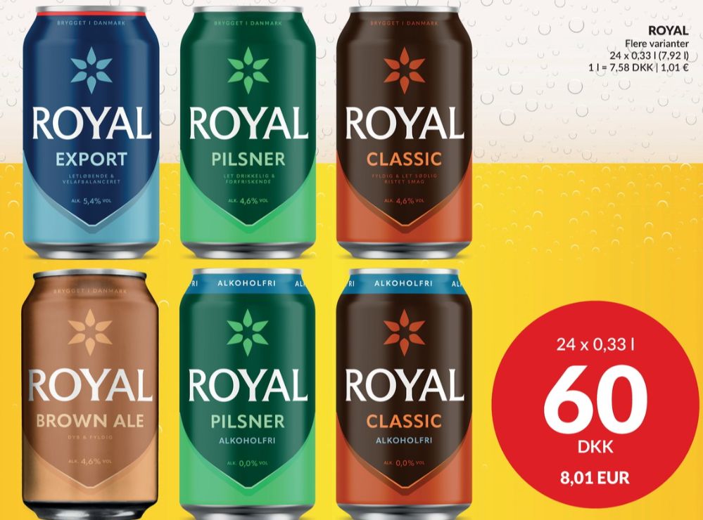 Royal 0,0 Classic, Øl - Alkoholfri 24 pk.