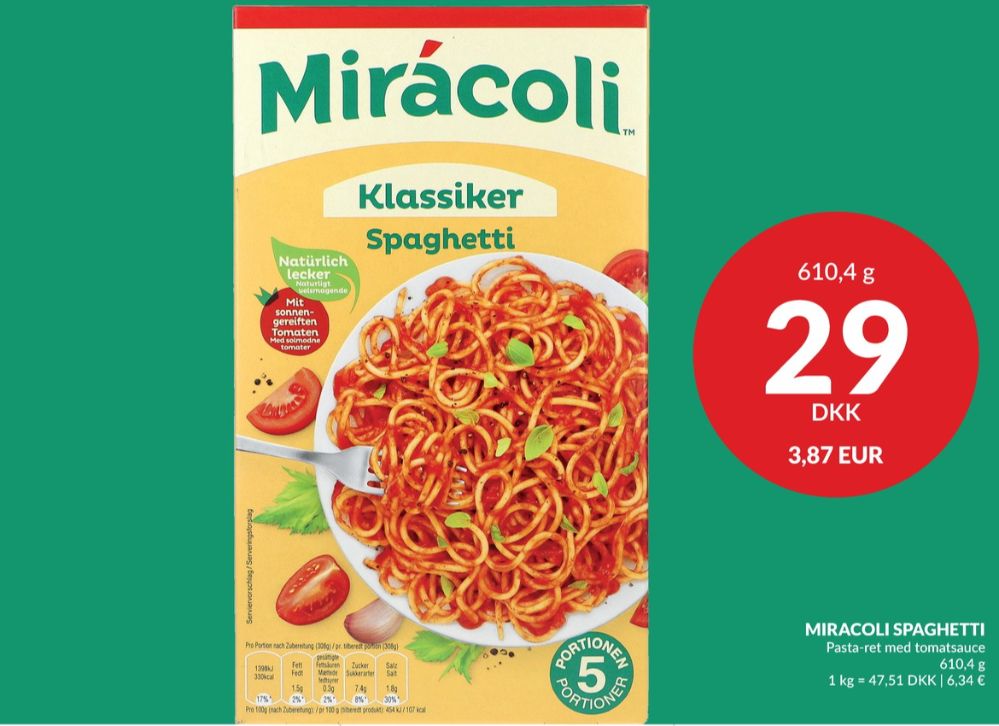 Mirácoli, Pastaretter