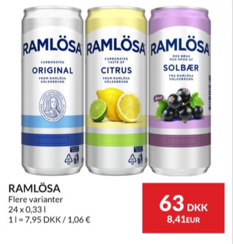 Ramlösa Citrus, Mineralvand med brus 24 pk.