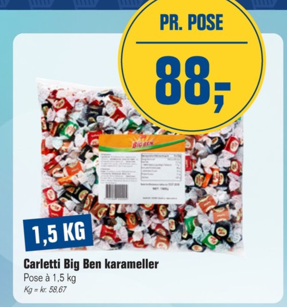 Carletti Big Ben, Karameller Blandede