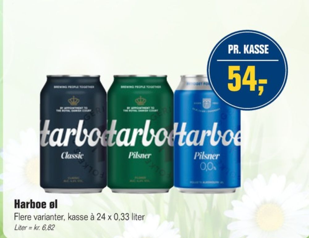 Harboe Pilsner 0,0%, Øl - Alkoholfri 24 pk.