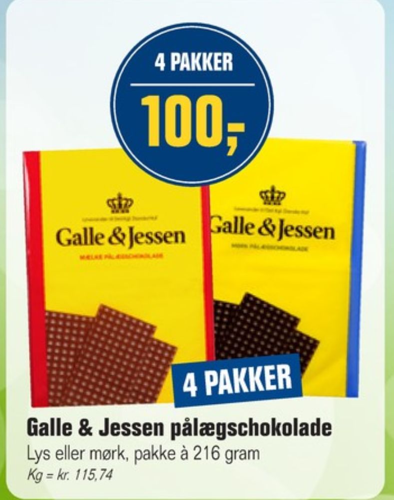 Galle & Jessen, Pålægschokolade Mørk